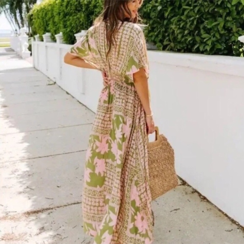 Vici Olive and Pink Floral Maxi Dress - Picture 13 of 13